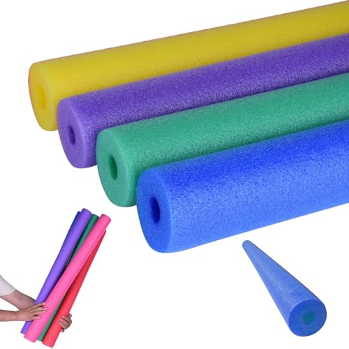 pool noodles pack of 4, 30in Extra Long Hollow Foam Swimming Noodles for Kids Adults, Buoyant Swim Training Aids, Flexible Floating Pool Noodles for Water Play Crafts Pool Accessories (A)
