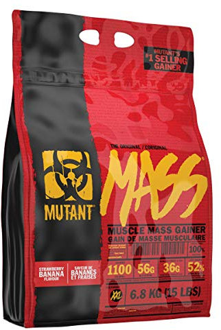 MUTANT Mass | Muscle Mass Gainer | 1100 Calories, 56g Protein, Whole Food Carbs, BCAAs, and Glutamine | Ultimate Hardcore Weight Gainer Shake | 6800g | Strawberry Banana