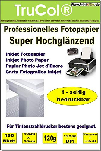 trucol 200x 120g /m² 10x15 Einseitiges SUPER Hochglänzendes Fotopapier High Glossy für Inkjet Tintenstrahldrucker Grußkarten