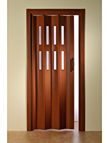 Falttür-Kunststoff Mahagoni 2 Fenster 88,5 x 202 cm