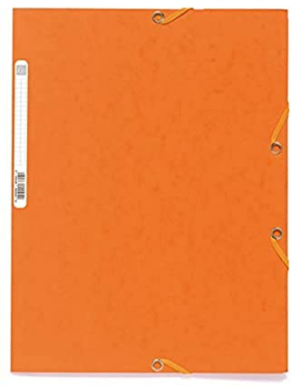 Exacompta - Ref. 55504E - Kartong med 25 elastiska mappar - fickor med 3 flikar - i glansigt kartongpapper 400 g/m2 - mått 24 x 32 cm för dokument i A4-format - färg orange