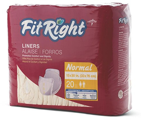 FitRight Extra Unisex Incontinence Liners, Moderate Absorbency, 13x30 Inches, Leak Protection & Odor Control, 20 Count