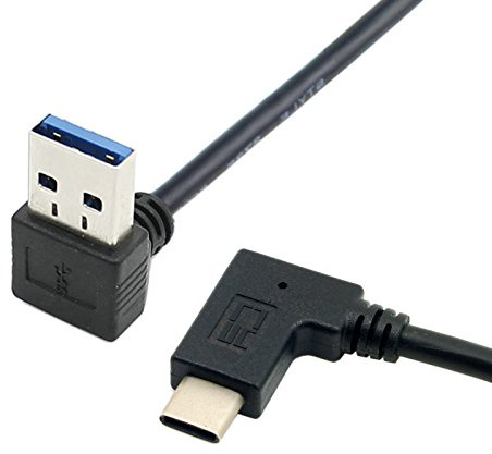 JSER USB 3.1 USB 3.1 USB 3.0 Stecker auf USB 3.0 Reversibel Datenkabel 90 Grad nach unten gewinkelt für Macbook Tablet und Handy