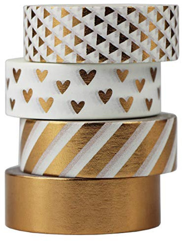 Gouert Lot de 4 rouleaux de ruban adhésif Washi, motif de cuivre, décoratifs, colorés, pour le bricolage, l’art, le scrapbooking, les papiers cadeau