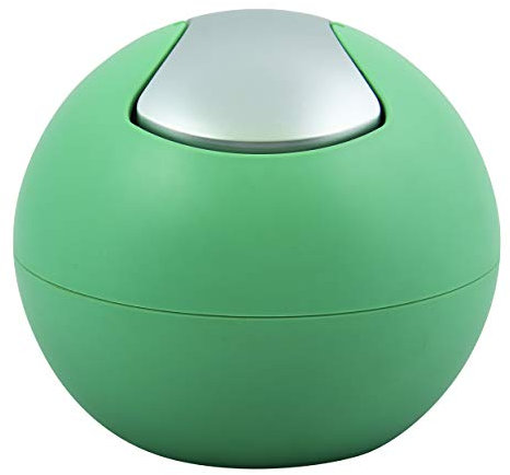 Spirella Cestino per Il Bagno, Contenitore per Cosmetici, 1 litro, Finitura Lucida o Opaca, con Coperchio Basculante, Cestino da Tavolo, Verde Opaco