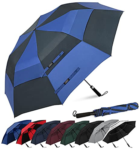 G4Free Winddichter Golf-Regenschirm, Groß, Klappbar, Automatisches Öffnen | Doppelt Belüfteter Baldachin, Tragbarer Regen- und Sonnenschutz, 157 cm