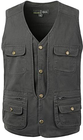 KTWOLEN Anglerweste Herren Outdoor Weste Leichte Sommerweste Hundesport Weste Baumwolle Funktionsweste Fotografie Jagd Arbeitsweste, Holzkohle, XL