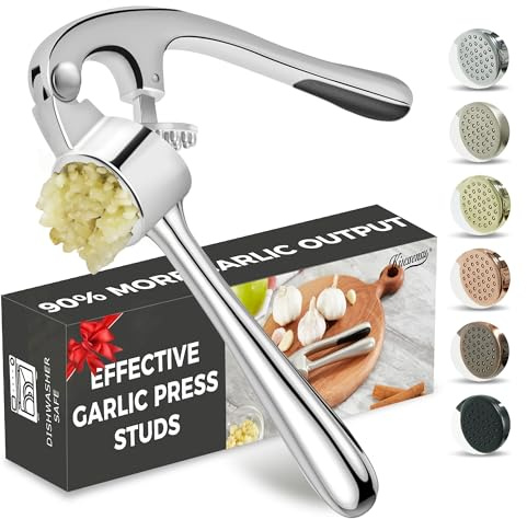 Premium Garlic Press, Professional Garlic Mincer, Easy to Squeeze and Clean, Rust Proof, Efficient Ginger Crusher - Sliver