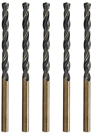 Ohamtes Punte elicoidali a gambo ridotto da 6,5 mm HSS 4341 in acciaio ad alta velocità per piastre in ferro/rame/plastica/alluminio/materiali metallici, gambo rotondo, doppio bordo, 5 pezzi