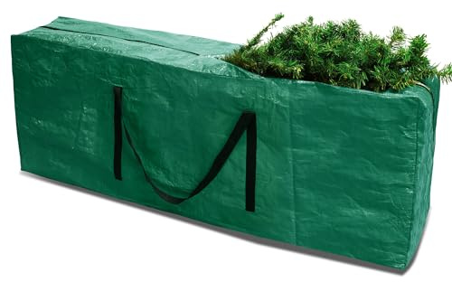 RICHIE Christmas Tree Storage Bag; up to 7.5ft Xmas Tree Storage Box with durable handle(120x25x45cm, Green)