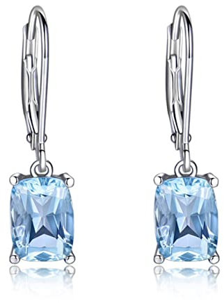 LOKILOKI Echte 925 Sterling Silber Himmelblau Topas Ohrringe Elegante Edelstein Hochzeit Verlobungsschmuck Für Frauen Geschenke
