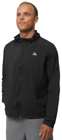 DANISH ENDURANCE Veste Coupe-Vent Homme, Léger & Respirant, Poches Fermées, Capuche Ajustable, Noir, XL