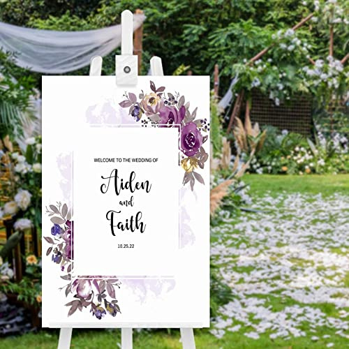Señales de Boda Cartel de Boda en Madera Bienvenida a Nuestra Boda Cartel de Boda Floral Cartel para Ceremonia de Boda 76,2 x 50,8 cm