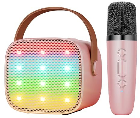 BONAOK Microfono Karaoke, Giocattolo per Karaoke, Bluetooth, per Bambini, Adulti, Lettore Karaoke Portatile, Microfono per la Ricarica, Giocattolo Elettronico per Bambini(pink)