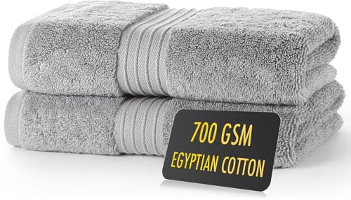 ALSAP Grey Hand Towels Pack of 2 - Ultra Soft Super Absorbent 700 GSM Egyptian Cotton Towels - Bathroom Linen Sets - Luxury Hotel Quality Cotton Hand Towels Set Convenient Size 50x85 cm