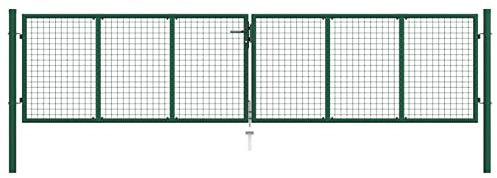 Festnight Gartentor Metall 400x75 cm Gartentür Einzeltor Zauntor Hoftor Tür Tor Zauntür Abschließbar Einfahrtstor Gartenpforte Pforte mit Pfosten Flügeltore Stahl