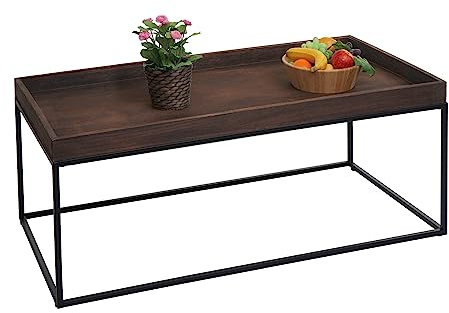 Mendler Couchtisch HWC-K71 Holz massiv Metall 46x110x60cm - Dunkelbraun | Kaffeetisch, Beistelltisch, Tisch