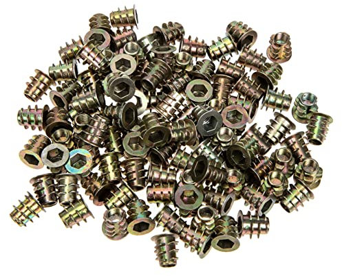 Mobestech Pernos 100 Piezas Tuerca Trapezoidal Tornillos y Tacos Para Madera Kit Surtido De Insertos De Tuercas Perno De Inserciones De Madera Aleación De Zinc Daisuke Zócalo Hexagonal