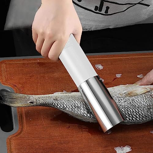 Cordless Electric Fish Scaler Set，Powerful Dynamic Fish Scaler with 3000mAh rechargeable batteries，Easily Remove Fishscales without Fuss Or Mess for Chef and Home Cooks Fish Cleaning tools white