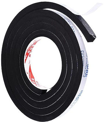 PATIKIL 2m/6.6ft Sealing Foam Tape, 12mm Wide 10mm Thick Single Sided Weather Stripping Door Seal Strip for Window Door Insulation, Black | Single Sided Weather Removal Door Seal Strip Draught Excluder for Window Door Insulation