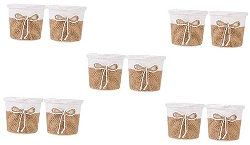 10 Stück Blumenkörbe, Heimdekoration, Schreibtischpflanzen, hängende Blumentöpfe, Rattan-Pflanzkorb, Seegras-Pflanzkorb, Blumentöpfe for Zimmerpflanzen, Hotellobby, Pflanzenbehälter, Pflanzen, Blument