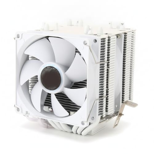 Dissipatore CPU, 9CM Dual Tower 6 Heat Pipes Ventola di Raffreddamento Doppia CPU 3pin Bianco Computer CPU Air Cooler con Staffa per 775 1150 1151 1155 1156 1200 1700 1356