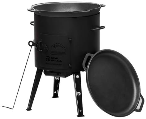 Ø36 Uchag 2mm stahl Utschak Utschag Campingofen 8L Gusseisen Kazan mit Gusseisen Deckel-Bratpfanne Kasan Feuerstelle Feldküche Außenküche Eintopfofen Gulaschkanone