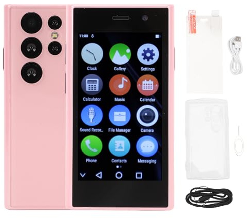 ciciglow XS24Pro 4G Mini Smartphone, 3Inch Display 2GB RAM+16GB ROM Dual Sim Mobile Phone, 1950mAh Battery, 2MP+6MP Camera, Student Pocket Cellphone for Android 9.0 (Roseate)