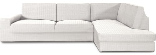 ECOMMERC3 | Copridivano Chaiselongue Braccio destro con schienale super elastico - Copridivano con chaise longue ecru protettivo traspirante, con schiuma e gomma, valida destra o sinistra