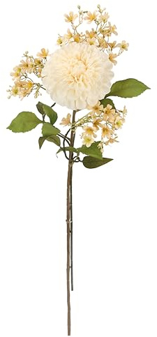 Kunstblumen Dahlie Blütenzweig 2er Set Zweig Seidenblumen Stielblumen-Sortiment Einzelblume Herbstliche Künstliche Blumen Herbst-Deko Herbstblume Dekoblumen Floristik für Bouquet Strauß Kranz, Creme