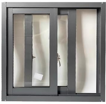 Generisch Rechteckiges Glasschiebefenster, Kellerausgangsfenster aus Aluminium mit gehärtetem Glas, horizontales Schiebefenster mit Sichtschutz(Gray,WxH 38x14in(97x36cm))