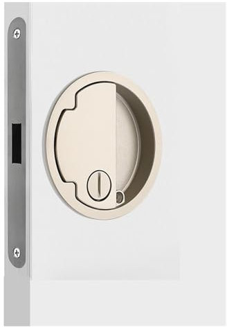 Serrure de porte intérieure ronde intégrée minimaliste, poignée de porte cachée, serrure de porte en bois for chambre à coucher, serrure de porte magnétique silencieuse(PEARL GREY)
