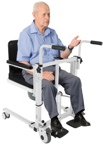 Elevador de pacientes, antideslizante, hidráulico para personas mayores, con mesa y cubo de inodoro, altura ajustable, silla de transferencia para personas mayores, embarazadas, hasta 150 kg