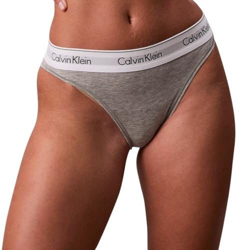 Calvin Klein Braguita Tipo Bikini Mujer High Leg con Logotipo en la Cintura, Gris (Grey Heather), M