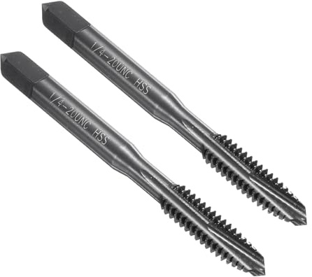 sourcing map Lot de 2 tarauds filetés à pointe spirale 1/4-20 UNC 2B, revêtement en nitrure, outil de réparation de filetage M2 en acier rapide (HSS)