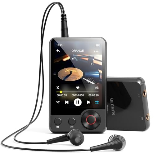 MECHEN Lettore MP3 128 GB con Bluetooth 5.3, Audio Duale, Touchscreen da 2,4 pollici, Funzione di Ricerca, Rotella di Scorrimento, Video, Radio FM, Registratore