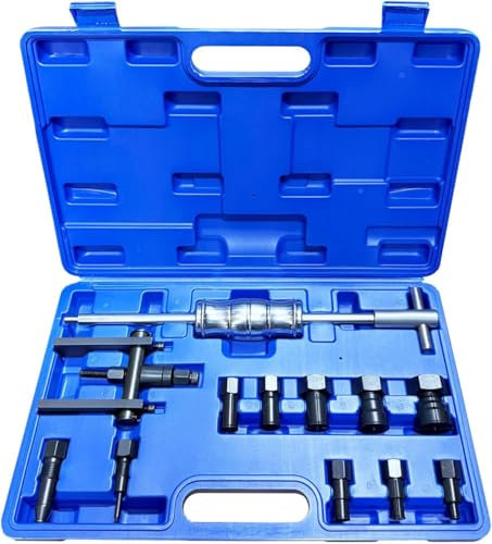 12pcs Blind Hole Bearing Puller Set Internal Bearing Extractor Puller Kit Motorcycle Bicycle Wheel Bearing Removal Tool Slide Hammer Pilot Insert Inner with Expanding Collet 8-32MM