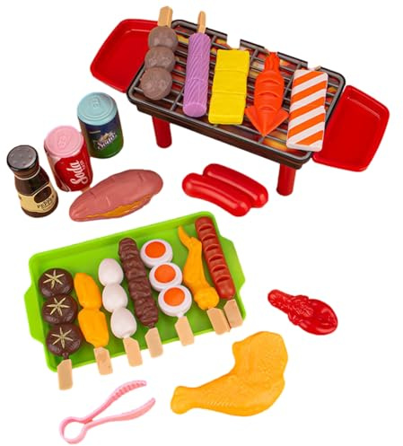 Kinder Grill Spielzeug - Garten Küchen Grill Spielset | Grill Set Für Kinder | Grillküche BBQ Spielzeug | Camping Spielzeug Set | Simulierte Grillspieße Grill | Gefälschte Food Spielzeuge