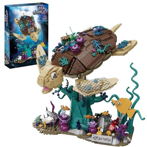 highdar Meeresschildkröte Bausteine Sets, 1271 Klemmbausteine Meerestier Modellbausatz, MOC Konstruktionsspielzeug für Erwachsene und Jugendliche