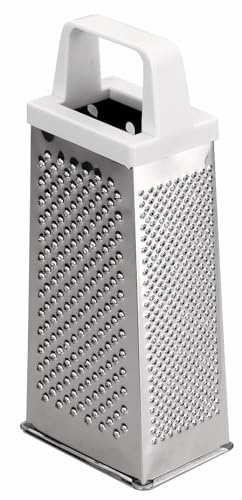 Râpe à 4 faces en acier inoxydable, idéale pour râper, hacher et broyer des ingrédients dans la cuisine.