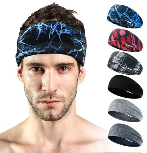 Xanthelle Haarband Herren, Stirnband Männer für Sport & Alltag, Schweißband Stirn in Uni & Musterfarben, Hair Band Men Stirnband Herren Fitness Running
