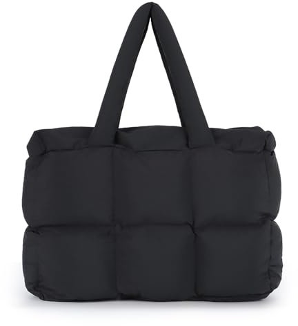 Dokurry Große Puffer Tasche Damen, Gesteppte Stepptasche Leichte Handtasche für Arbeit Reise Fitnessstudio, Puffer Puffy Tote Bag,Gesteppte Taschen Damen