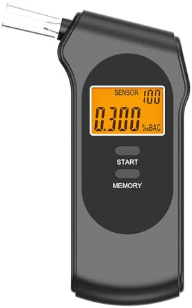 Powplur Breathalyser & Portable Alcohol Tester for Personal & Home Use, High-Accuracy & Fast BAC Measuring, Large LCD Digital Display, Battery Included with 5 Replaceable Mouthpieces