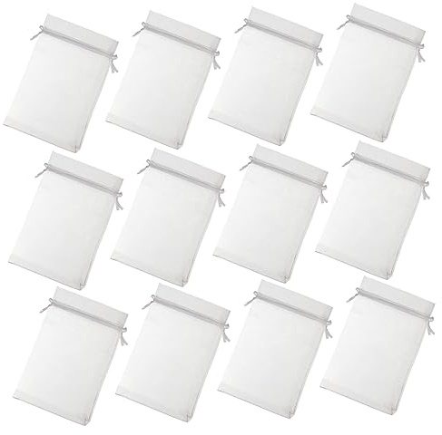 NOLITOY Paquet de Protection pour Fruits et Raisins Filet Anti-Oiseaux Jardin 10x15 Cm Blanc 100 Pièces, Filet Résistant Cordon de Serrage pour Protection Insectes et Nuisibles
