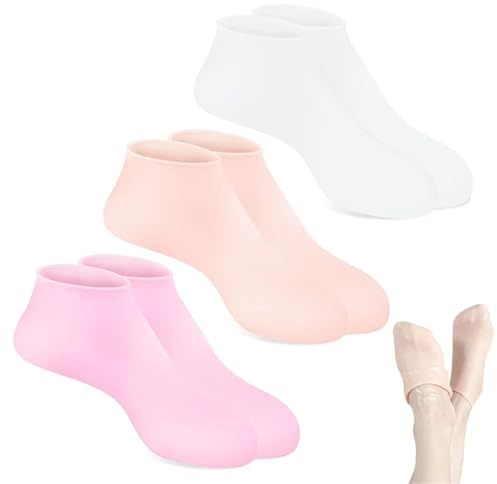 SPA - Juego de máscara de silicona antigrietas para pies y manos, calcetines hidratantes de pedicura para el cuidado de la piel seca (rosa)
