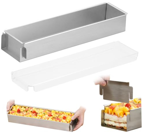 Teglia rettangolare per torta stampo per torta antiaderente in acciaio inossidabile da 12x4x2 pollici con coperchio trasparente accessori da forno facili da pulire per tiramisù brownie e pane.