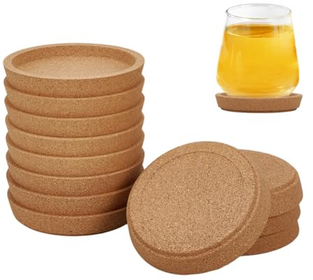 OLYCRAFT - Posavasos de corcho de 10 cm, absorbente resistente al calor, reutilizable, con borde redondo, portavasos antifugas para tazas de cristal, mesa de oficina, suministros de fiesta