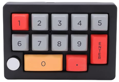 Bewinner Numpad Mecánico con Perilla, 12 Teclas de Macro Programable de 12 Teclas, Teclado Numérico con Cableas USB de RGB Retroiluminado para Juegos para Juegos,Productividad de la (Black)