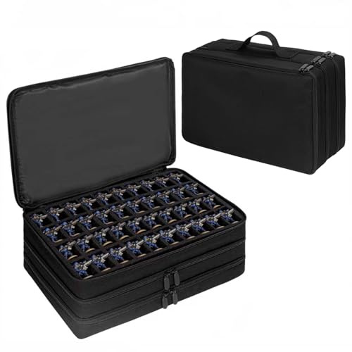 Meetikar Miniature Figure Storage Carrying Bag, 120 Slot Figurine Miniature Carrying Case Compatible with 40K and D&D Miniature, Miniature Storage Case with 3 Foam Trays (Black)