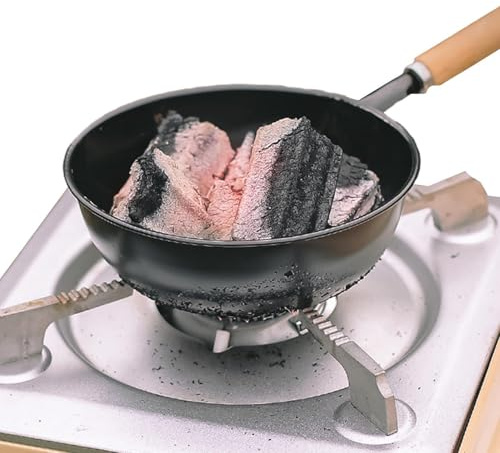 Charcoal Starter – Fine Iron 105g | Hollow Pot Bottom Burning Tool With Wood Handle | BBQ Chimney Starter Basket | Lightweight High-Temperature Resistant Grill Ignition Tool For Outdoor Cooking And Ca